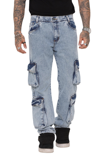 CALÇA CARGO CALMÔ X DENIM CO BOLSO EXPANDIDO VINTAGE CLARO CALMOCJ023