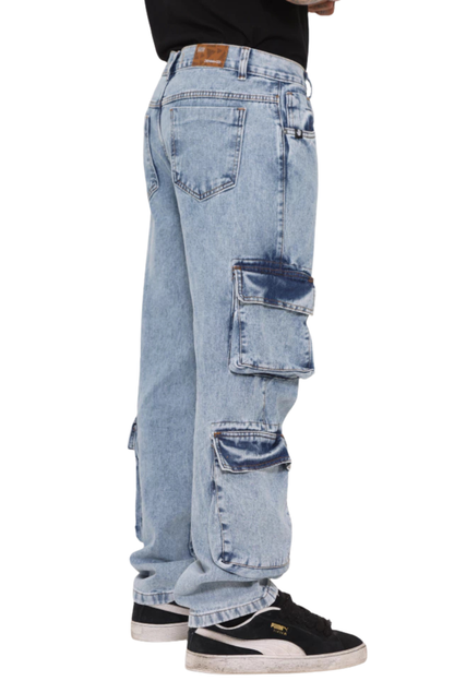 CALÇA CARGO CALMÔ X DENIM CO BOLSO EXPANDIDO VINTAGE CLARO CALMOCJ023