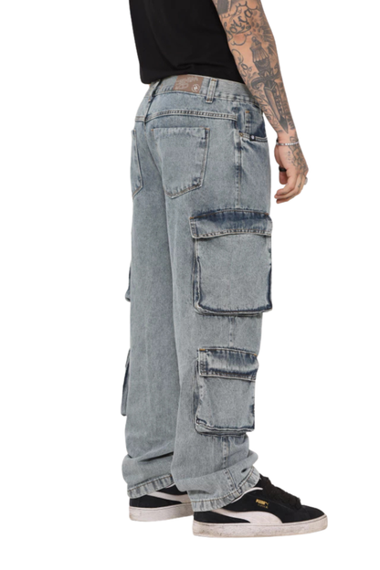 CALÇA CARGO CALMÔ X DENIM CO BOLSO EXPANDIDO VINTAGE CALMOCJ021