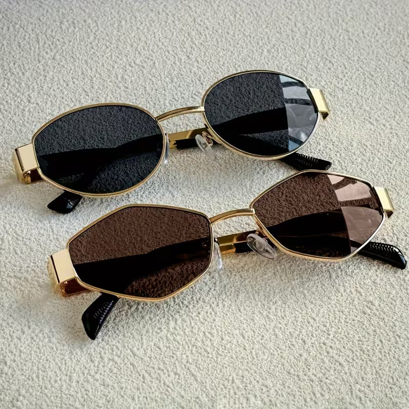 Óculos armação Oval em Metal Estilo Rétro Bohemio